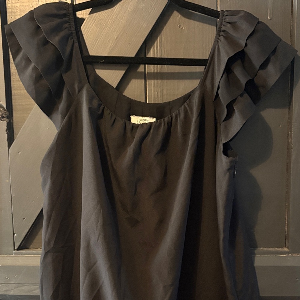 Ann Taylor Loft Black Ruffle Sleeve Dress